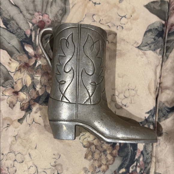 Rustic Silver Boot Vase - Picture 2 of 4